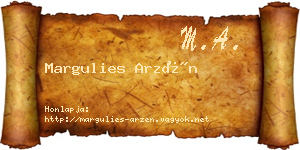 Margulies Arzén névjegykártya